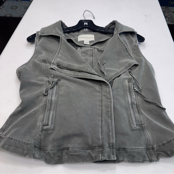 Anthropologie Marrakech Green Sleeveless Zip Up Vest Jacket Pockets Cotton  Sz S - Picture 9 of 9